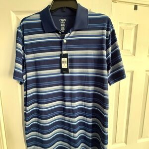 Chaps Men's Navy and Light Blue Polo Shirt